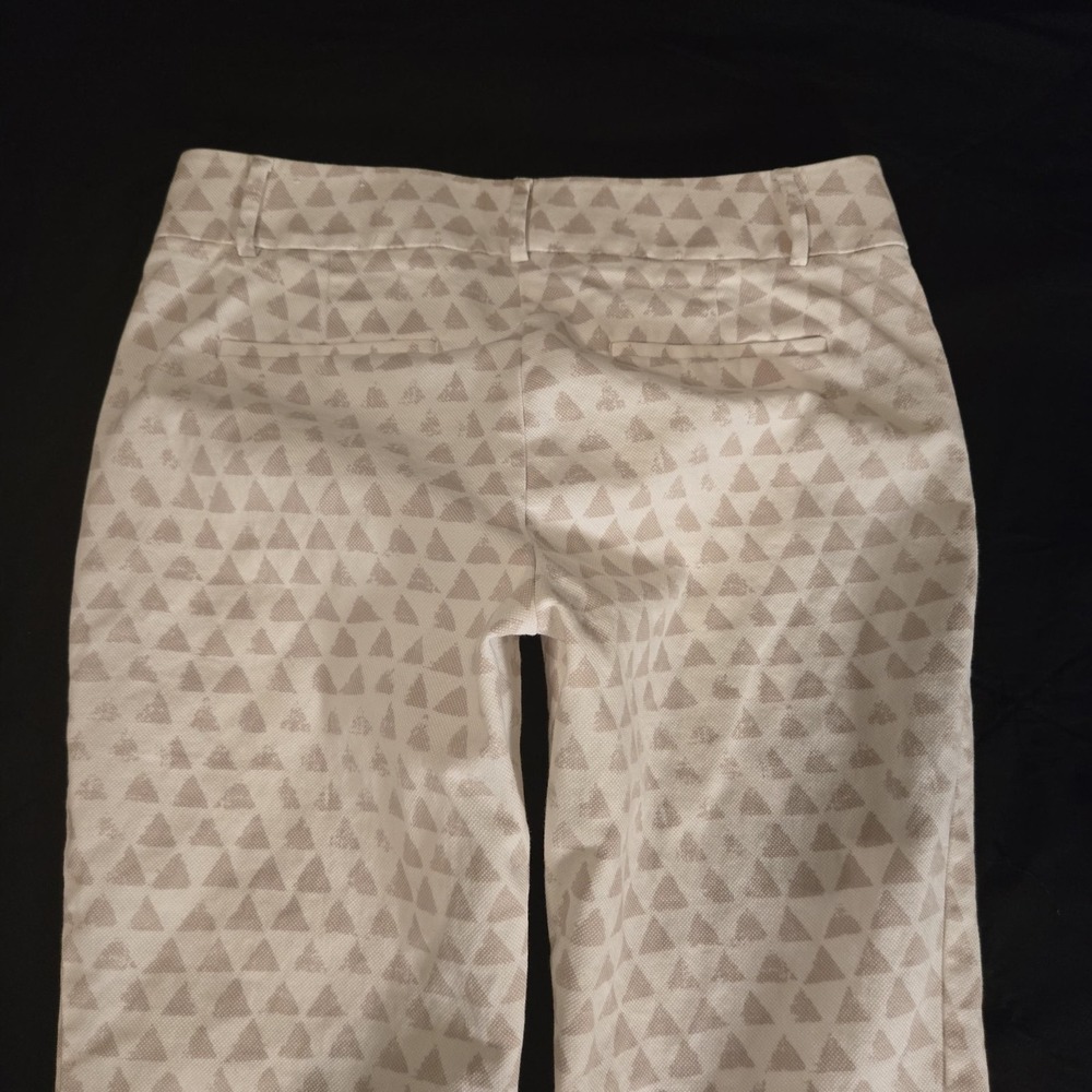 Ann Taylor LOFT Pants Womens 6 White Marisa Ankle Straight Geometric Twil COTTON - Picture 9 of 11